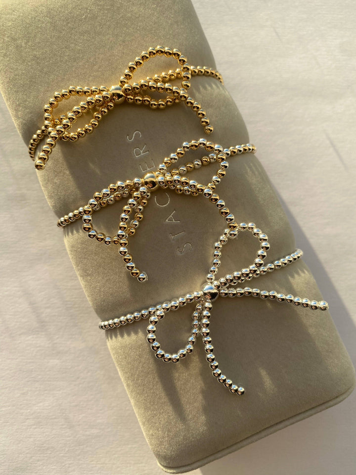 Beaded bow-shaped stretch bracelet