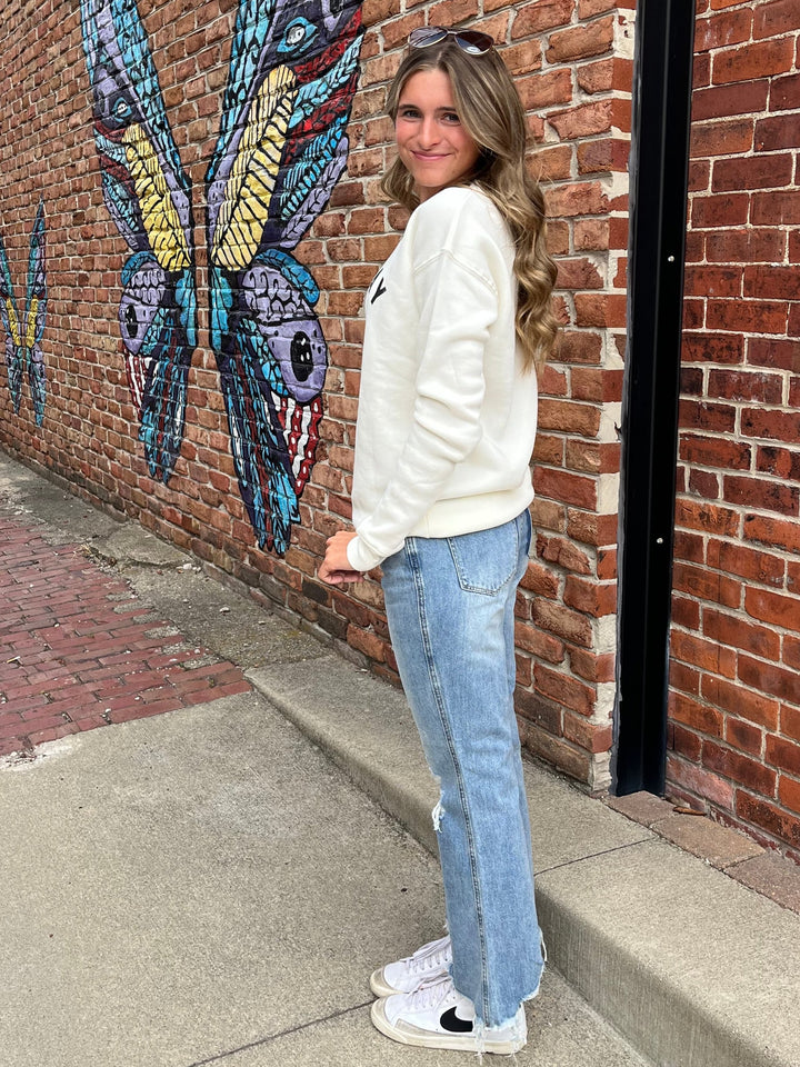 Mid-Rise Crop Flare Denim