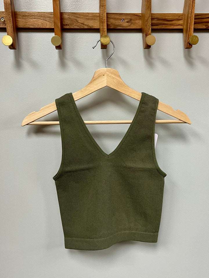 Seamless U-V Neck Crop Tank