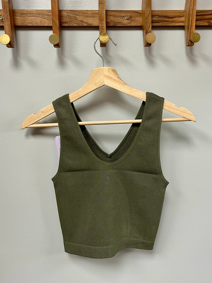 Seamless U-V Neck Crop Tank