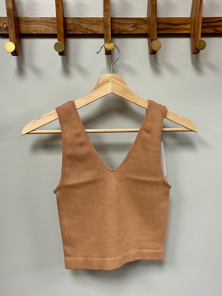Seamless U-V Neck Crop Tank