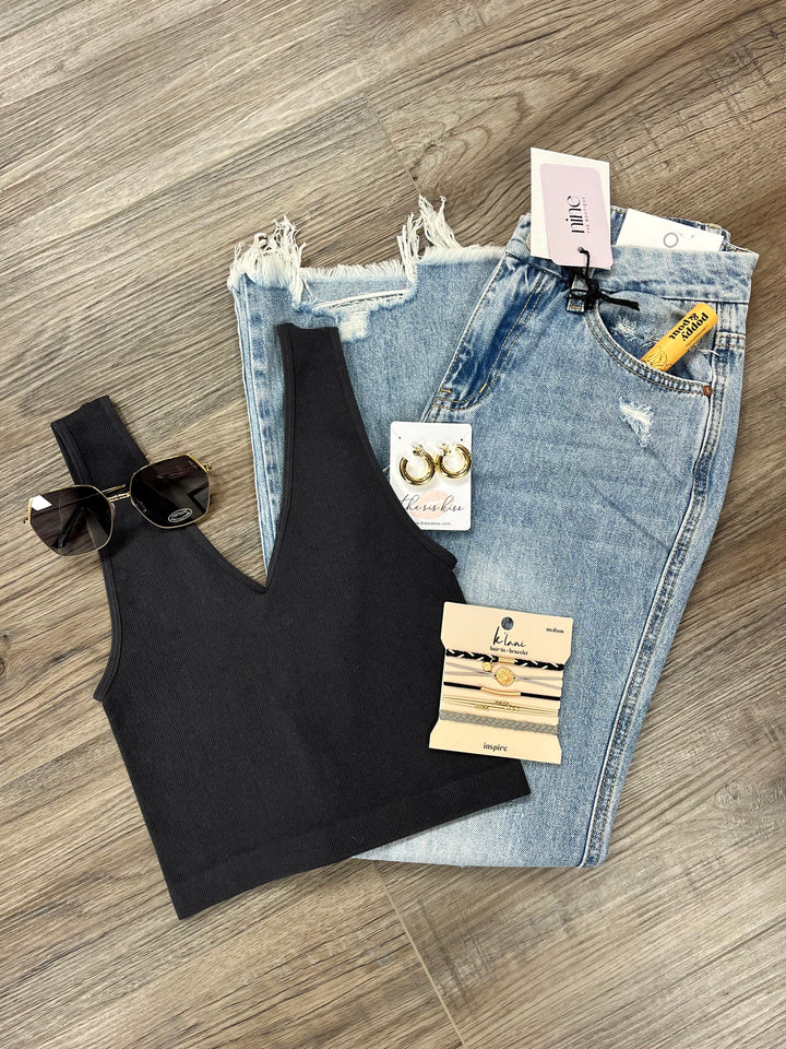 Mid-Rise Crop Flare Denim