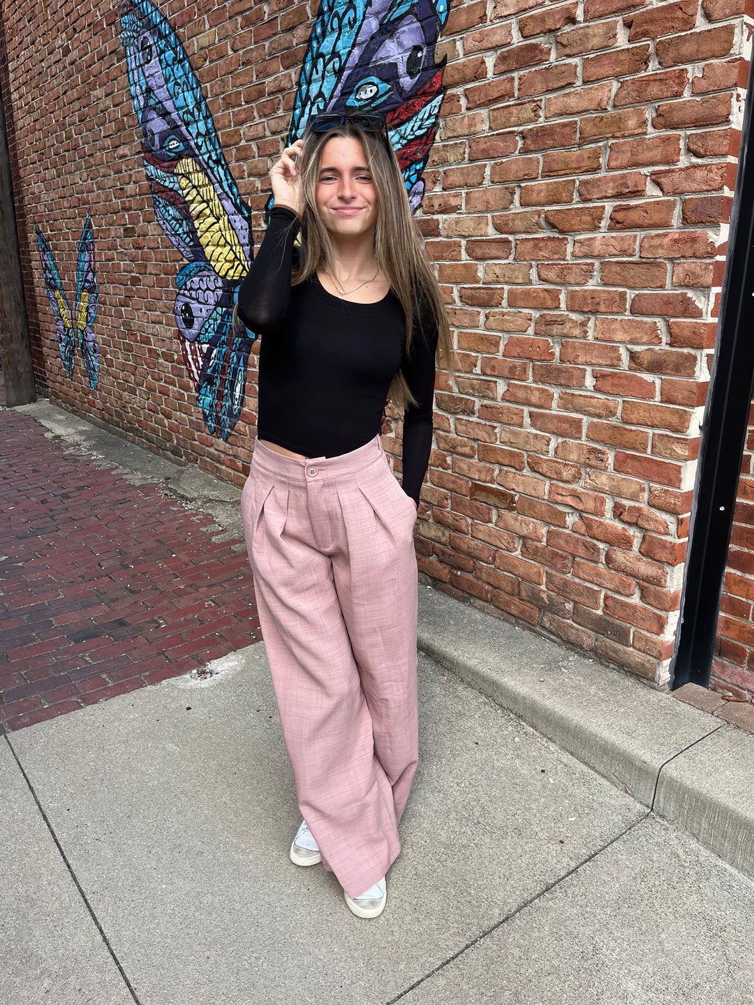 Wide Leg Pleated Trousers
