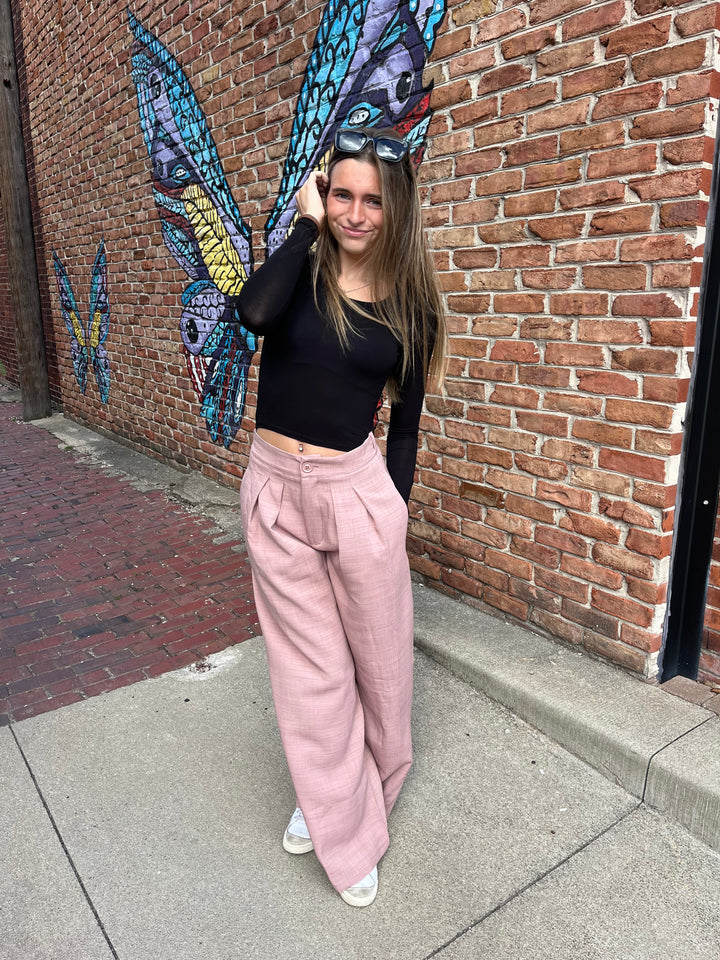 Wide Leg Pleated Trousers