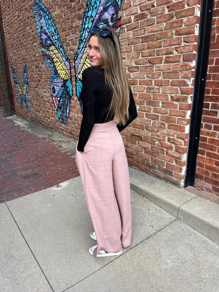 Wide Leg Pleated Trousers