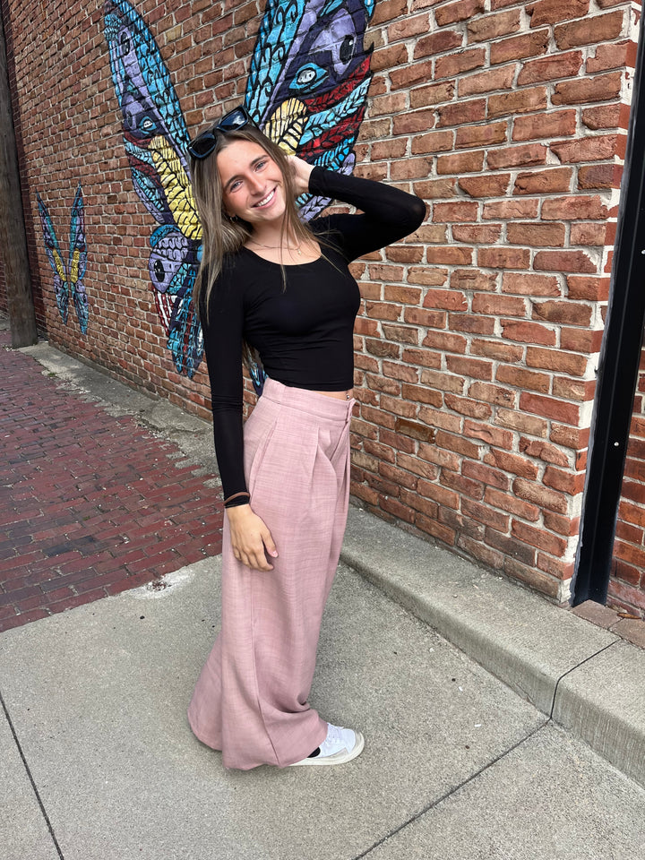 Wide Leg Pleated Trousers