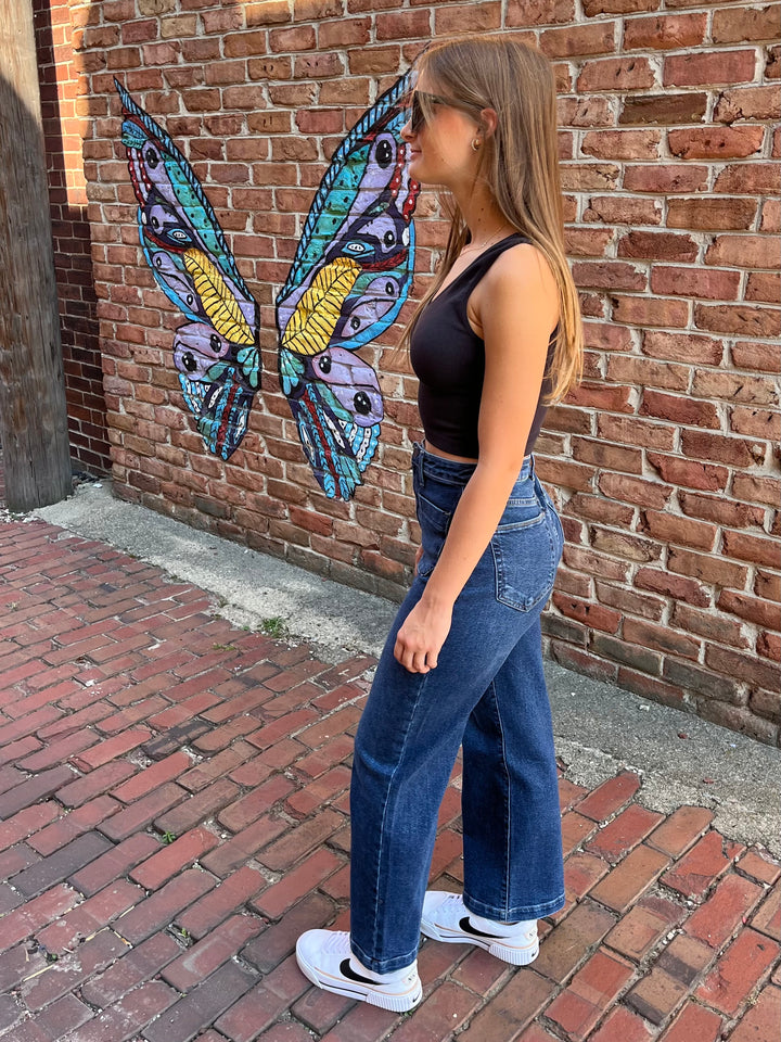 Patch Pocket Wide Leg Jeans