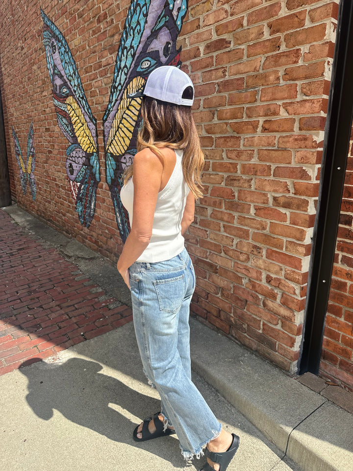 Mid-Rise Crop Flare Denim