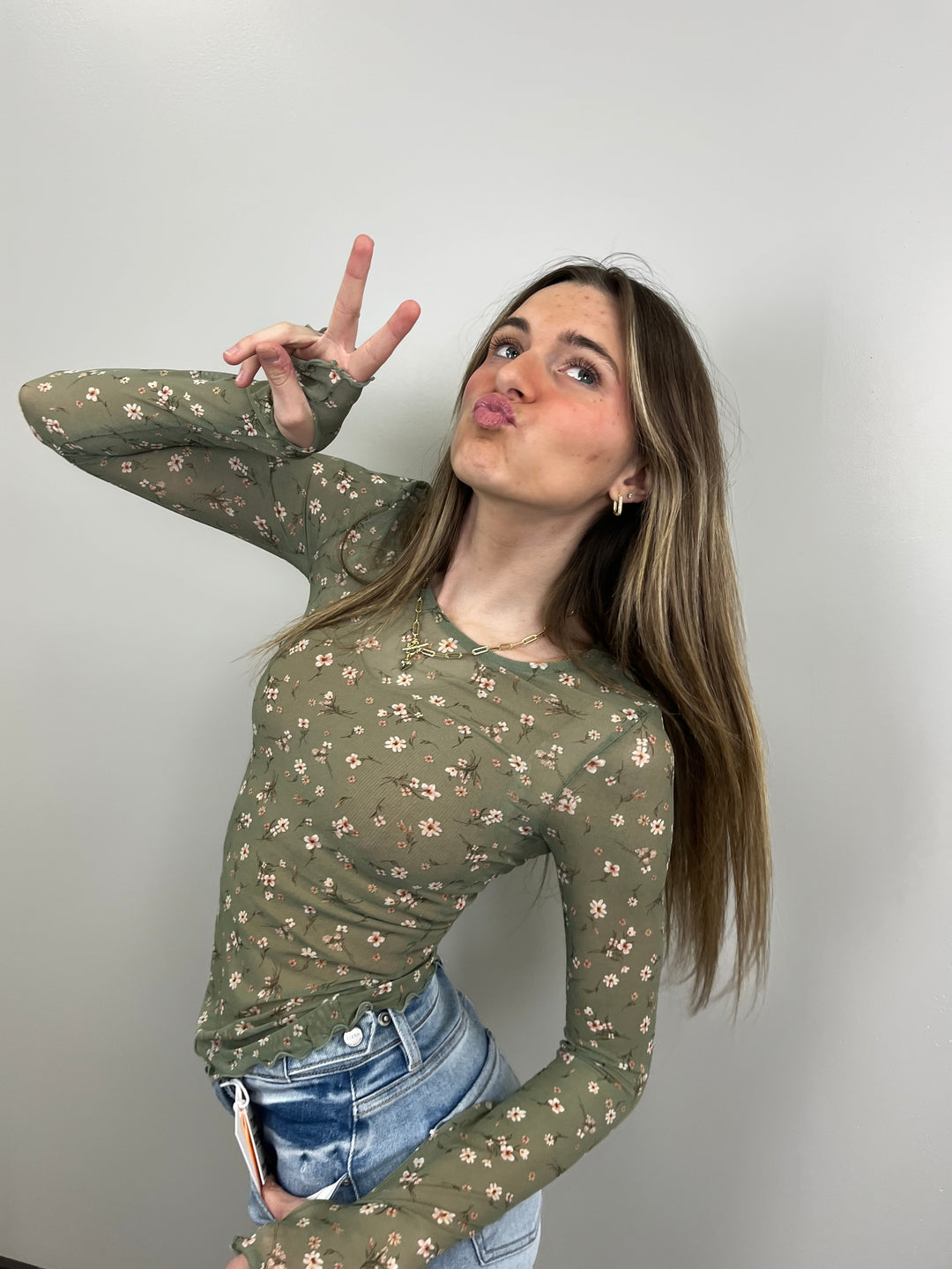 Floral Mesh Top