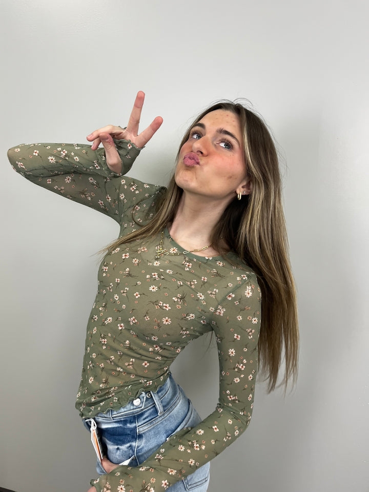 Floral Mesh Top