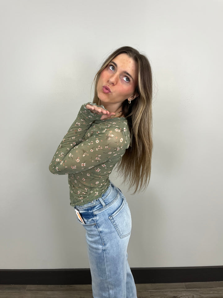 Floral Mesh Top