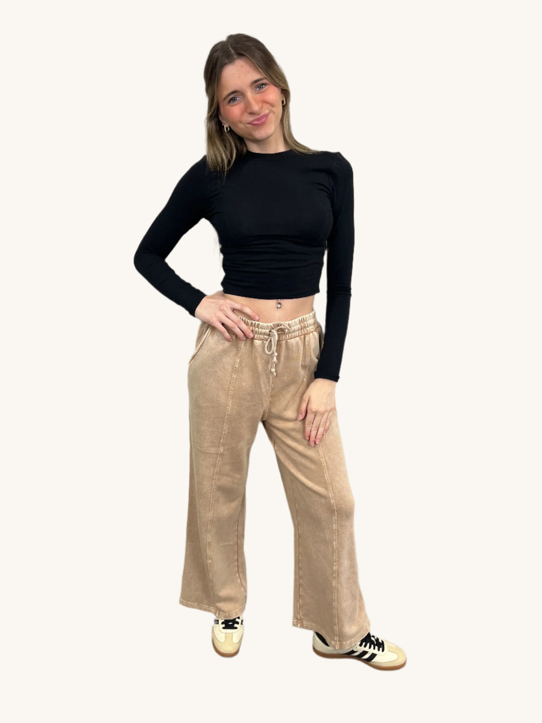Super soft taupe wide leg sweatpants