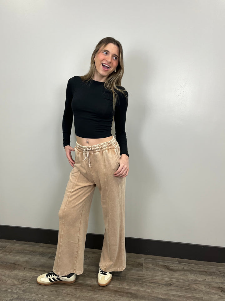 Wide Leg Washed Sweatpants