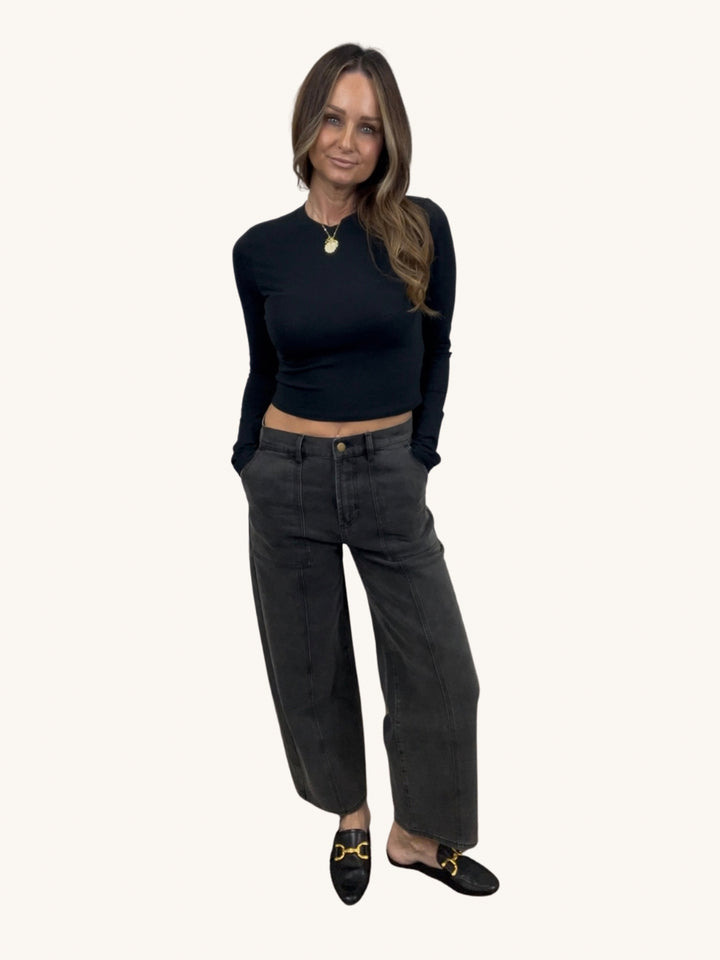 Black ankle length denim pants