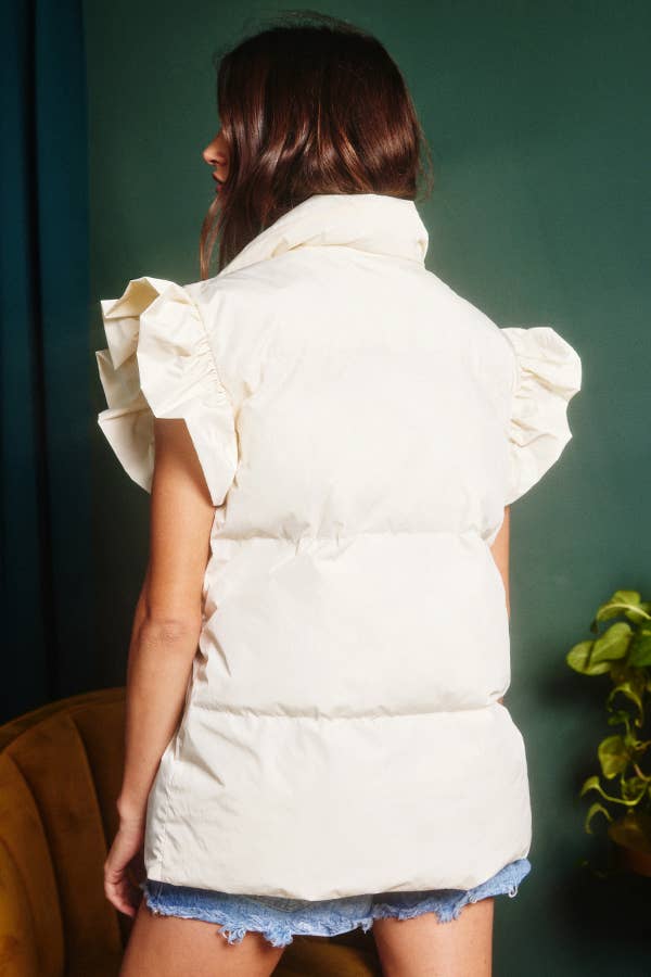 Ruffle-Detail Down Vest