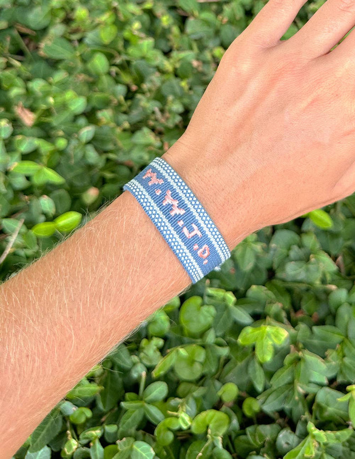 Blue WWJD Embroidered Bracelet