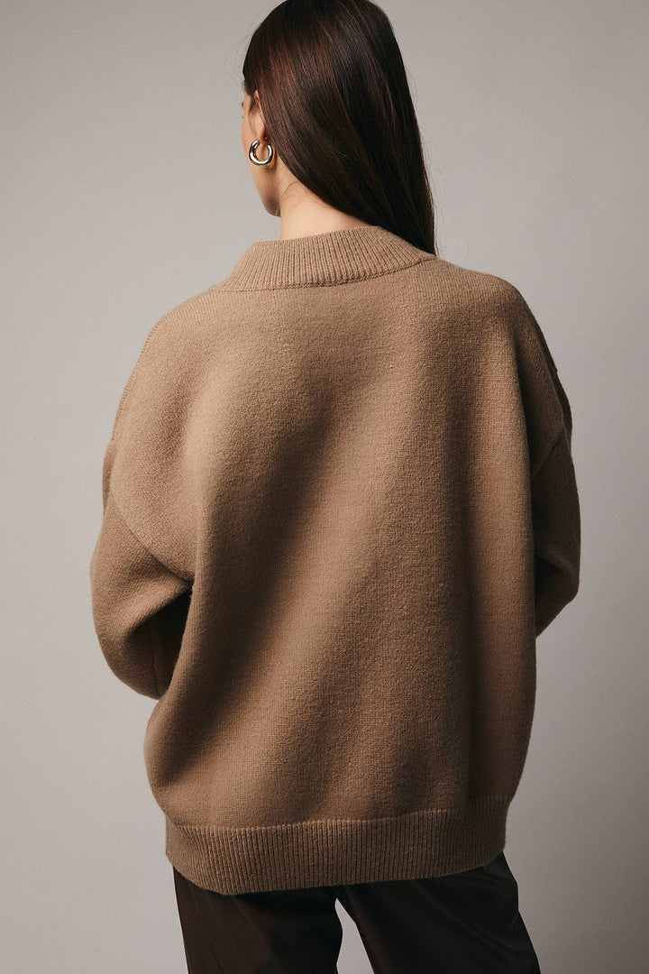 Chic Mock Neck Martini Graphic Sweater