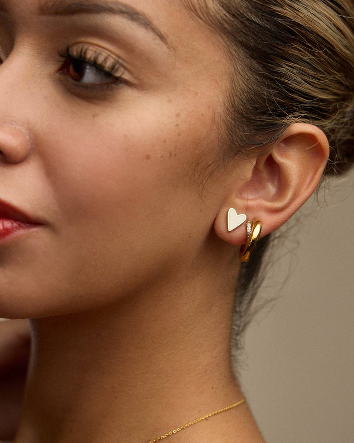 Enamel Heart Stud Earrings (18k Gold Dipped)
