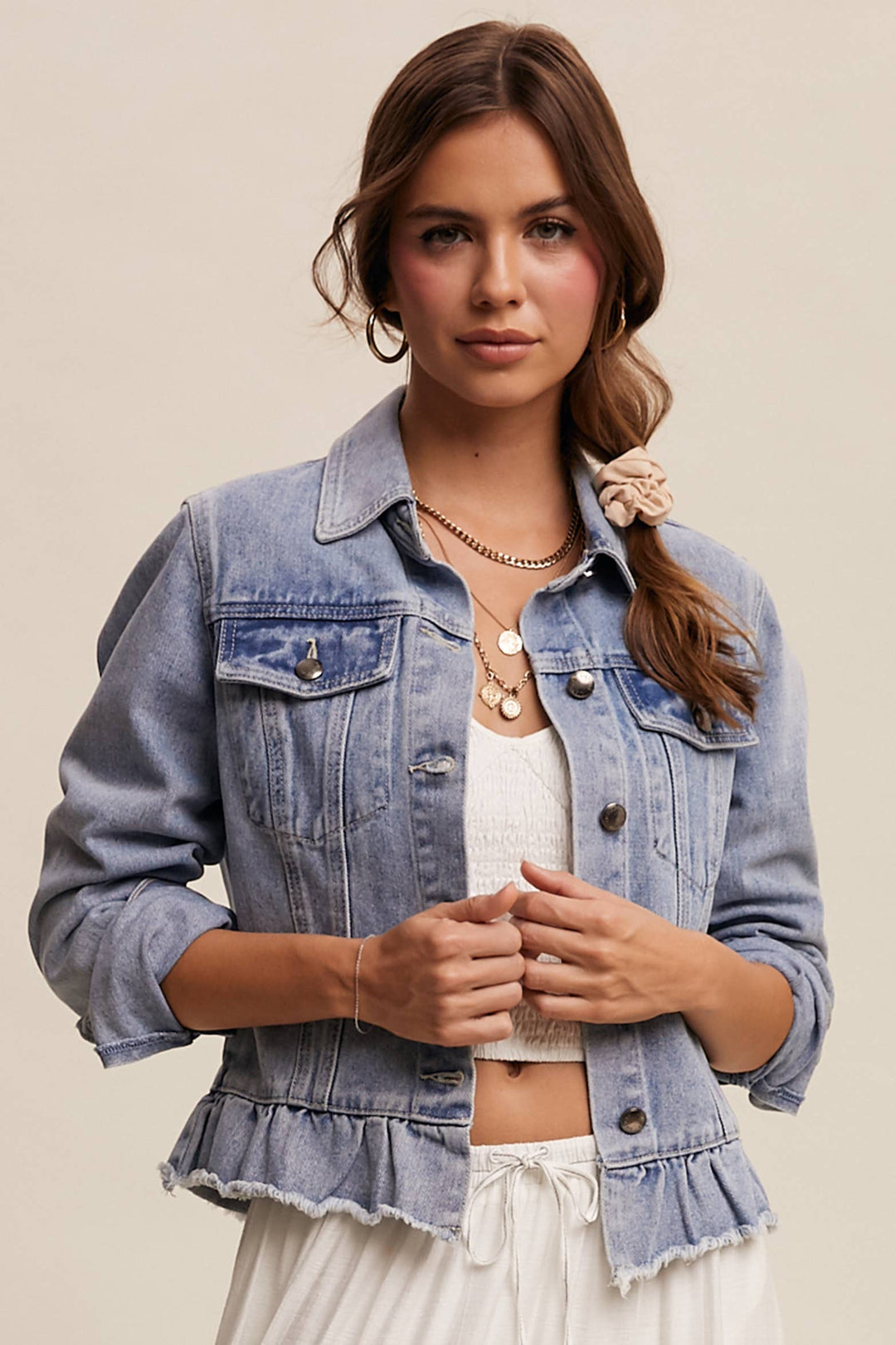 Wildflower Ruffle Denim Jacket