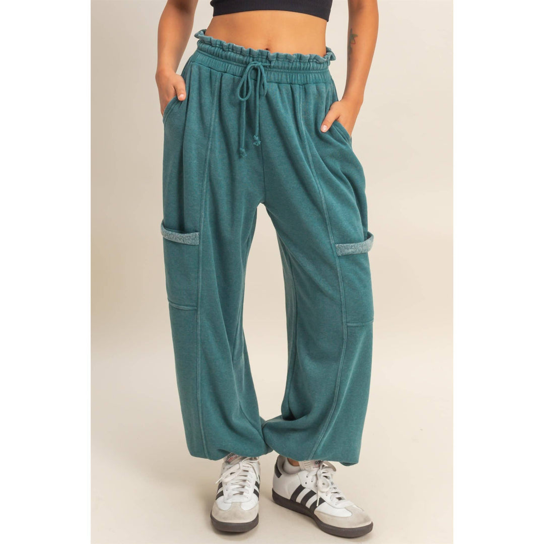 Dark Teal Wide Leg Joggers