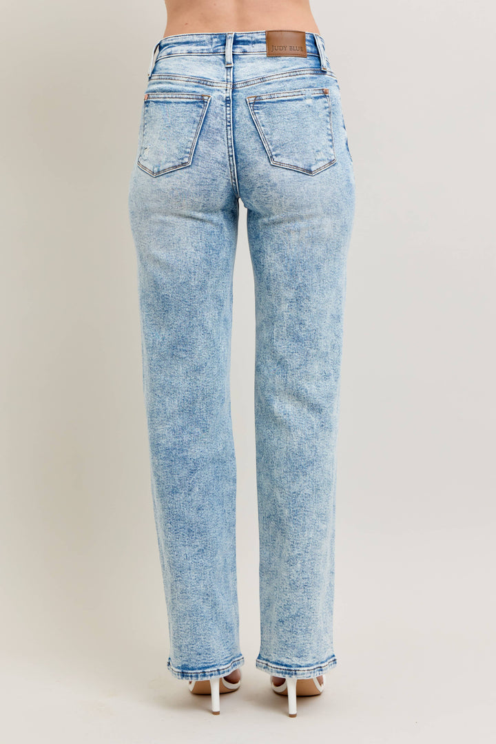 Judy Blue Mineral Wash '90s Straight Distressed Jeans