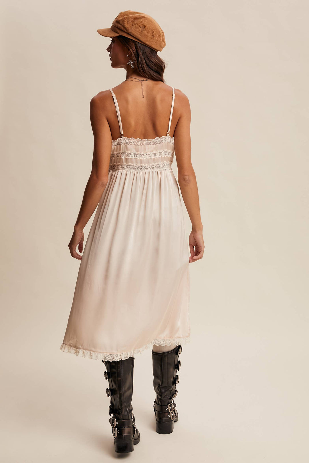 Silky Lace-Trim Maxi Top