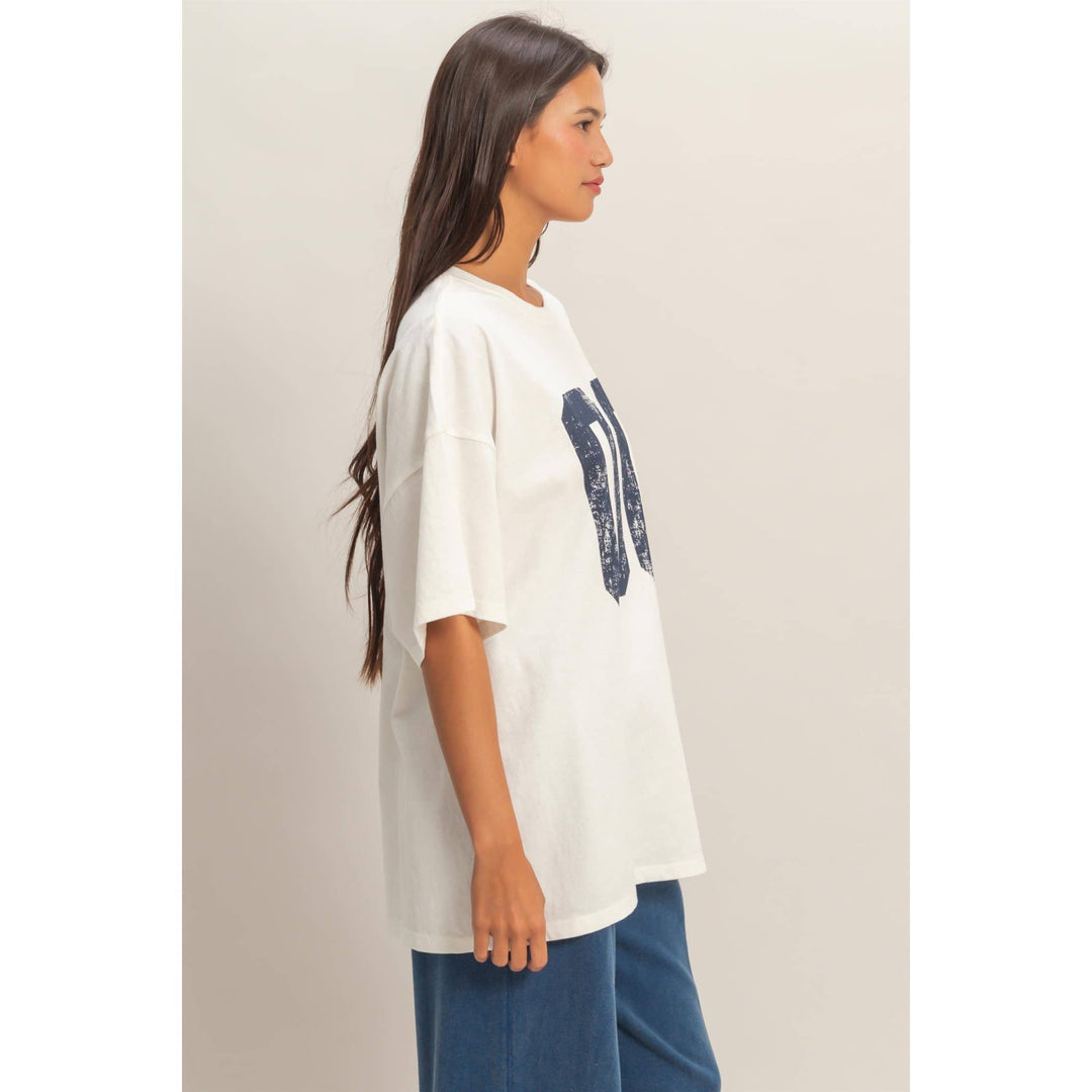 Oversized 00 Graphic Tee – Mineral Wash Navy