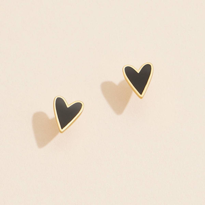 Enamel Heart Stud Earrings (18k Gold Dipped)