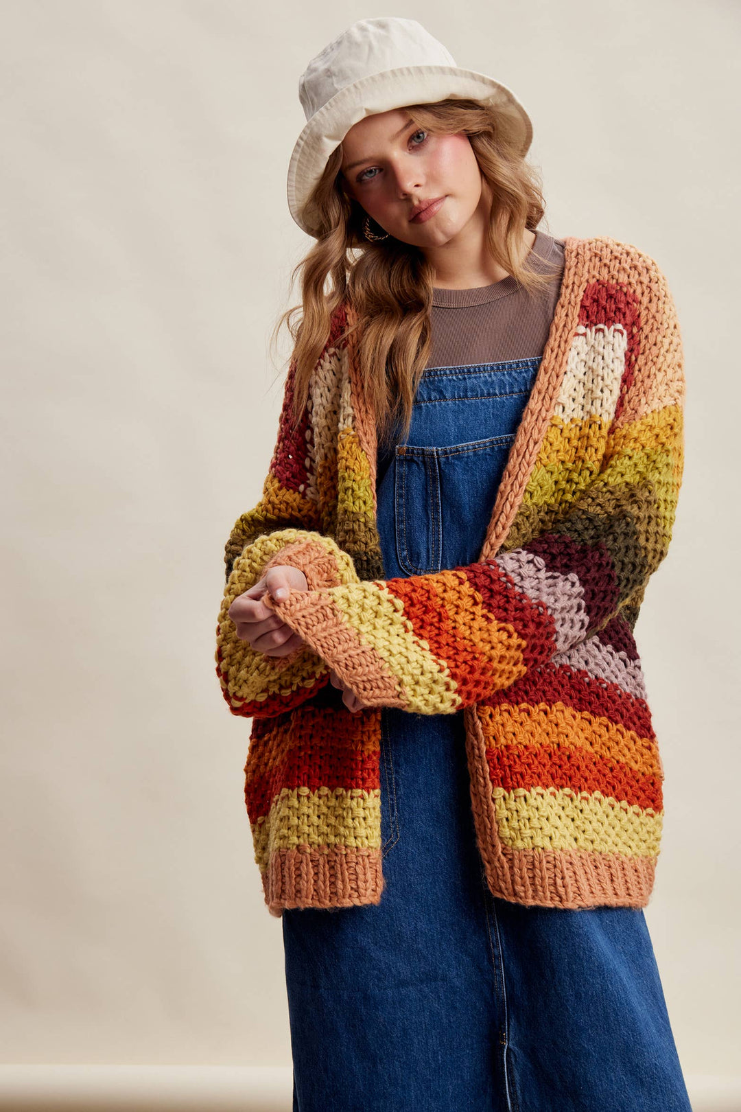 Creamy Striped Crochet Cardigan