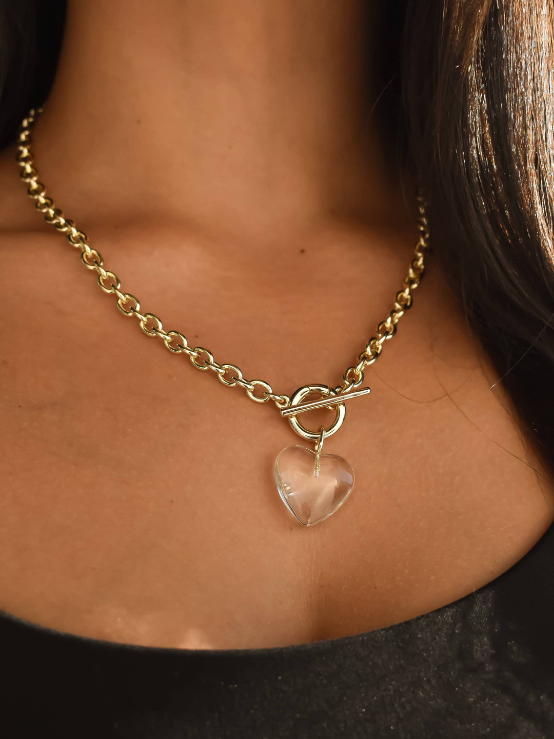 Gold linked toggle necklace for charms