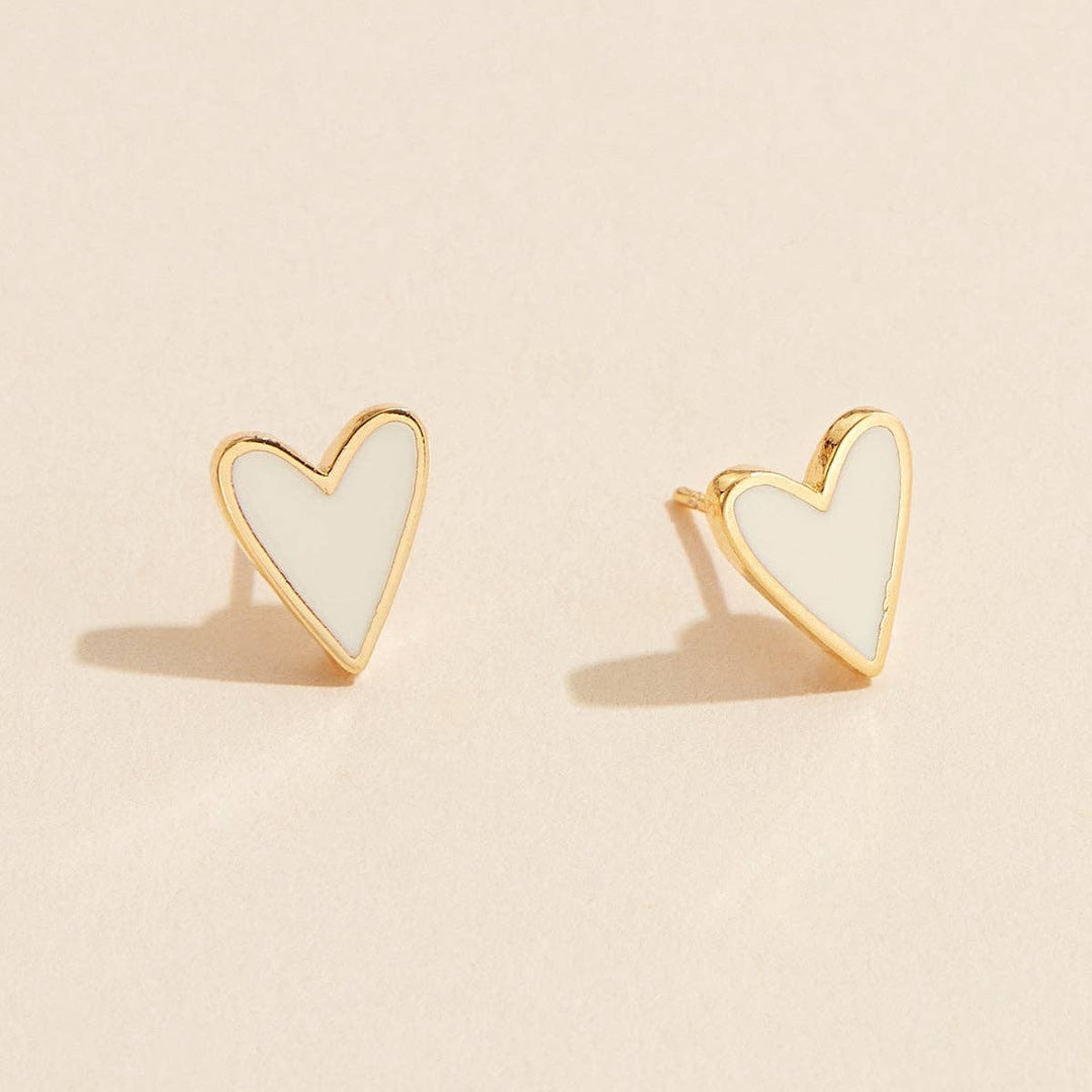 Enamel Heart Stud Earrings (18k Gold Dipped)