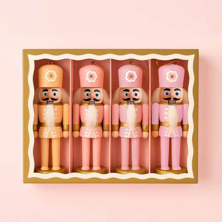 Painted Wood Nutcracker Ornaments | Set of 4
