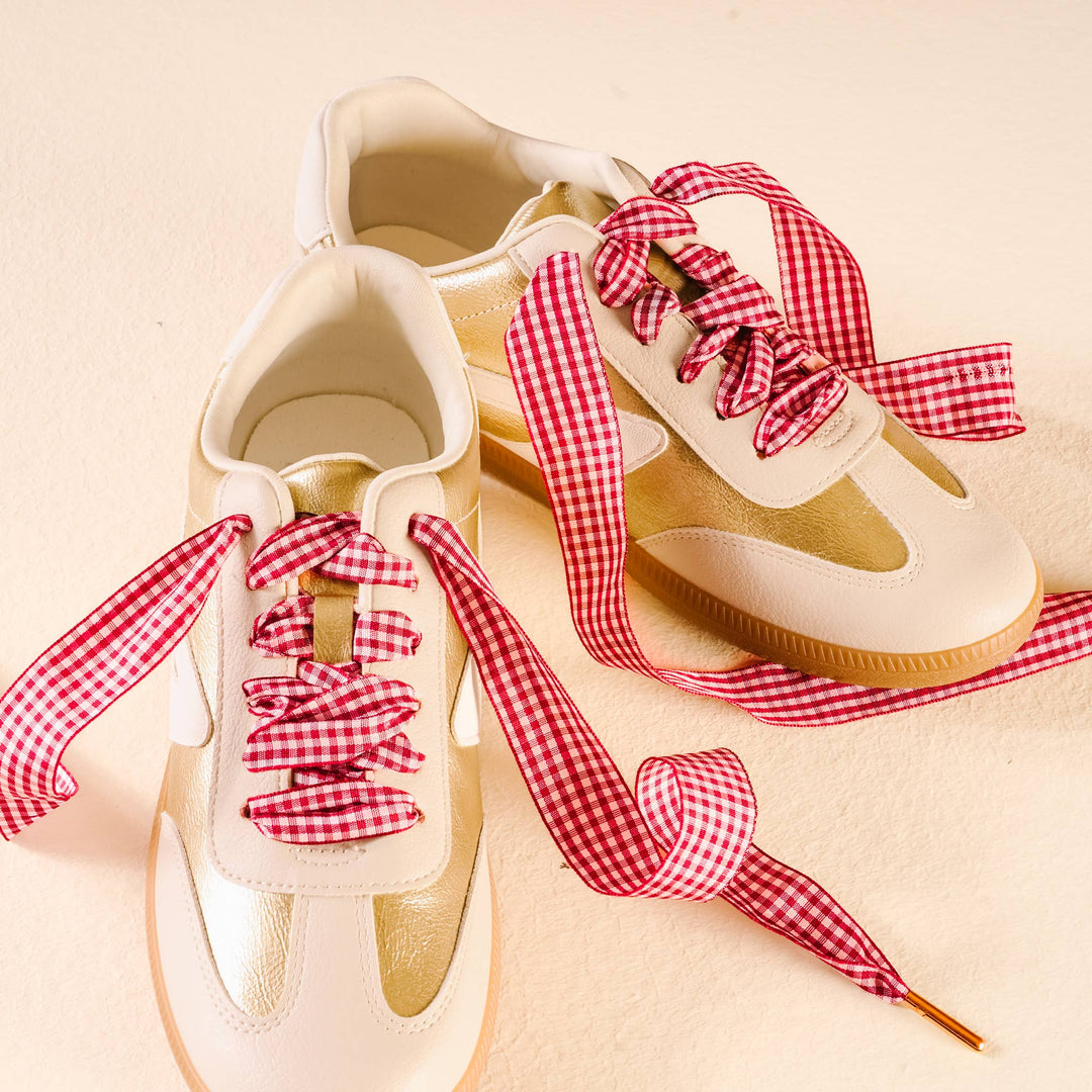 Gingham Red Shoelaces