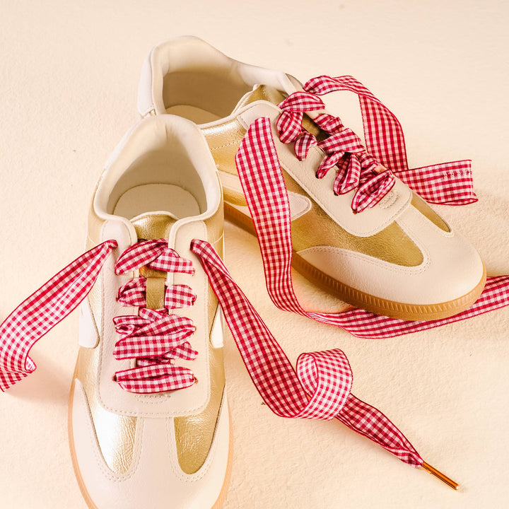 Gingham Red Shoelaces