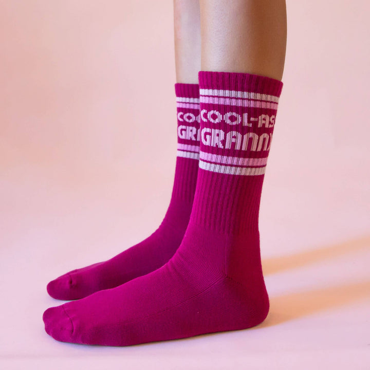 Cool Granny Striped Ribbed Crew Socks