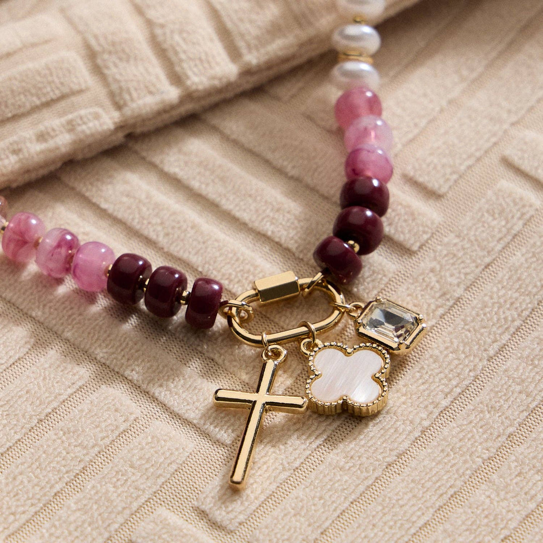 Trio Charm Beaded Necklace