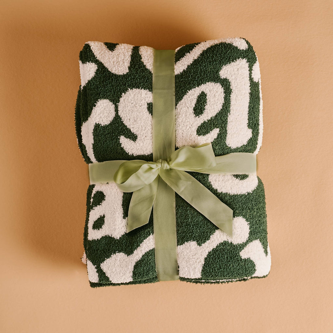 "Merry Little Christmas" Luxe Throw Blanket (Dark Green)