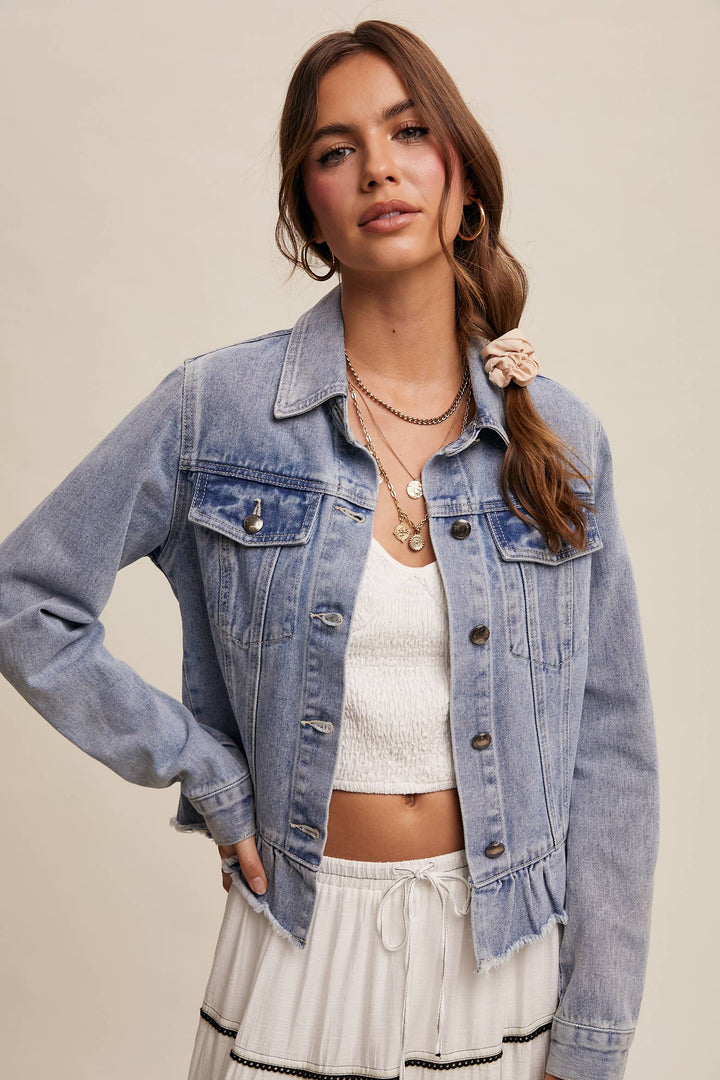Wildflower Ruffle Denim Jacket