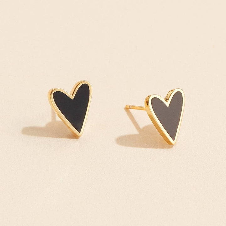 Enamel Heart Stud Earrings (18k Gold Dipped)