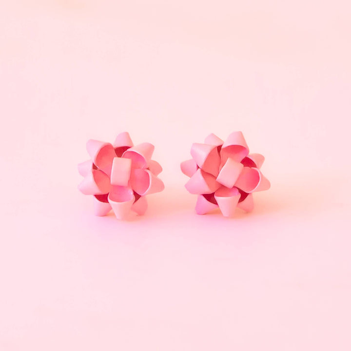 Nostalgic Gift Bow Earrings - Pink