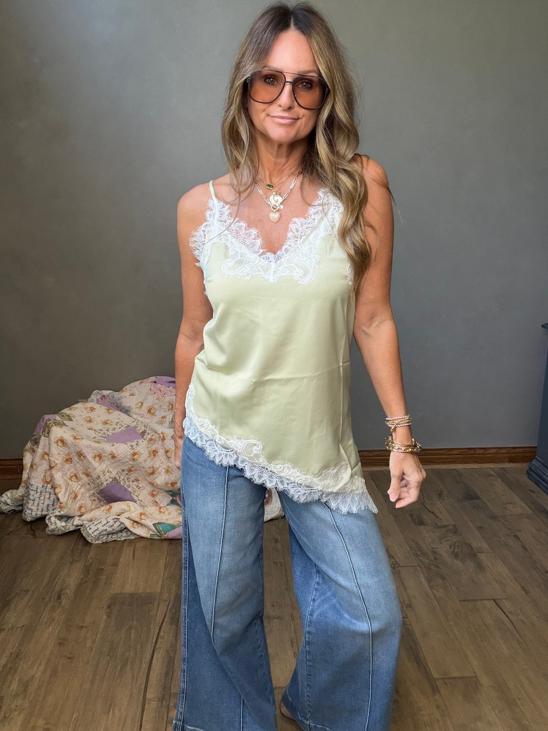Pistachio Dream Satin Cami