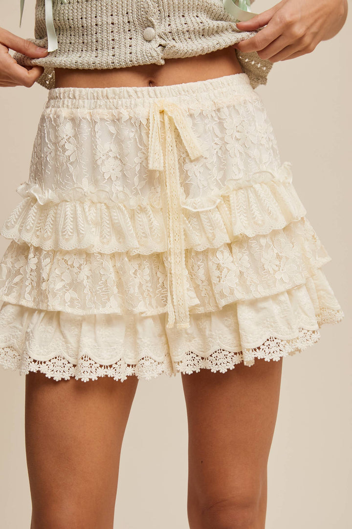 Tiered Lace Mini Shorts