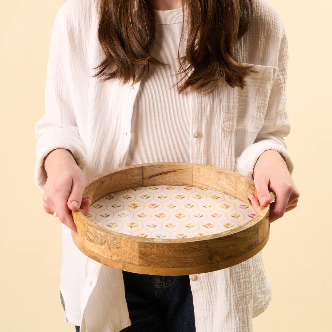 Round Wood Enamel Tray-Handpicked For You