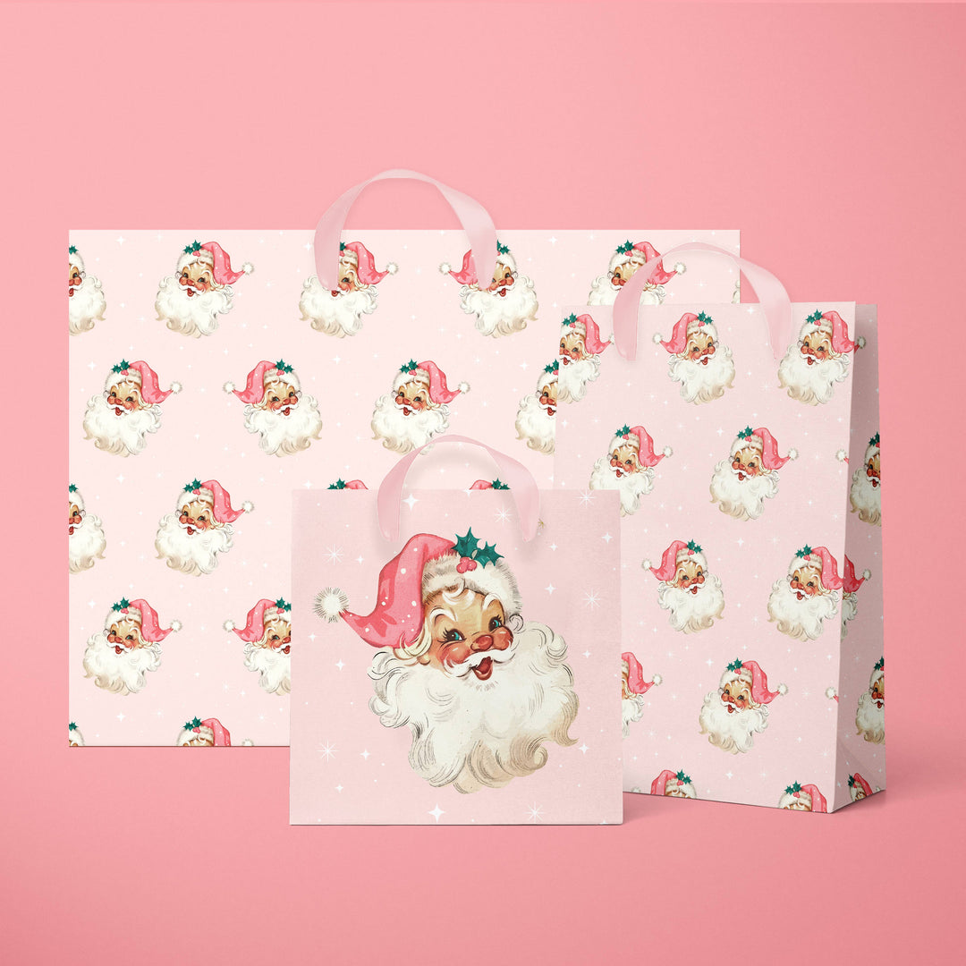 Retro Pink Santa Gift Bag