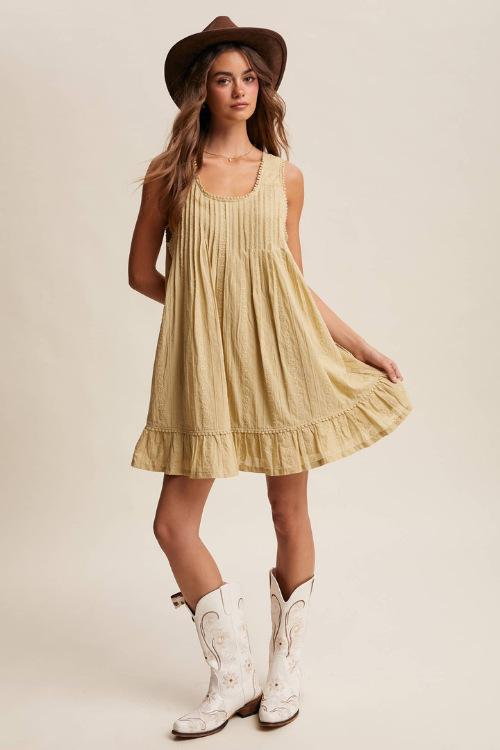 Garden Dune Mini Dress – Light Olive