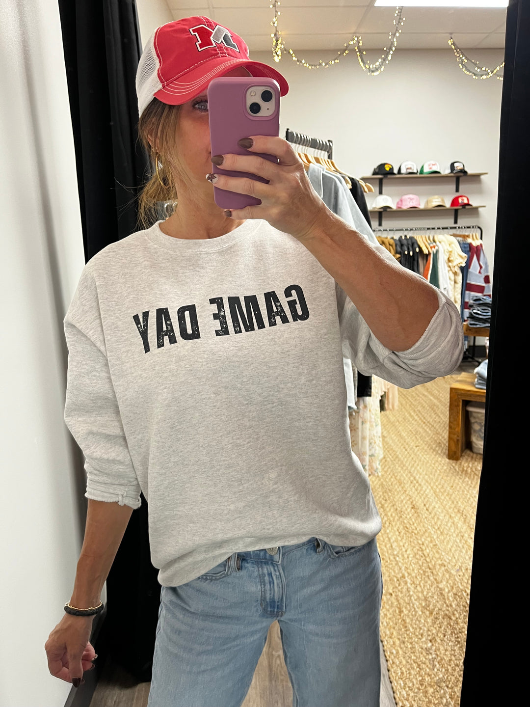 Ash Gray GAME DAY crewneck sweatshirt