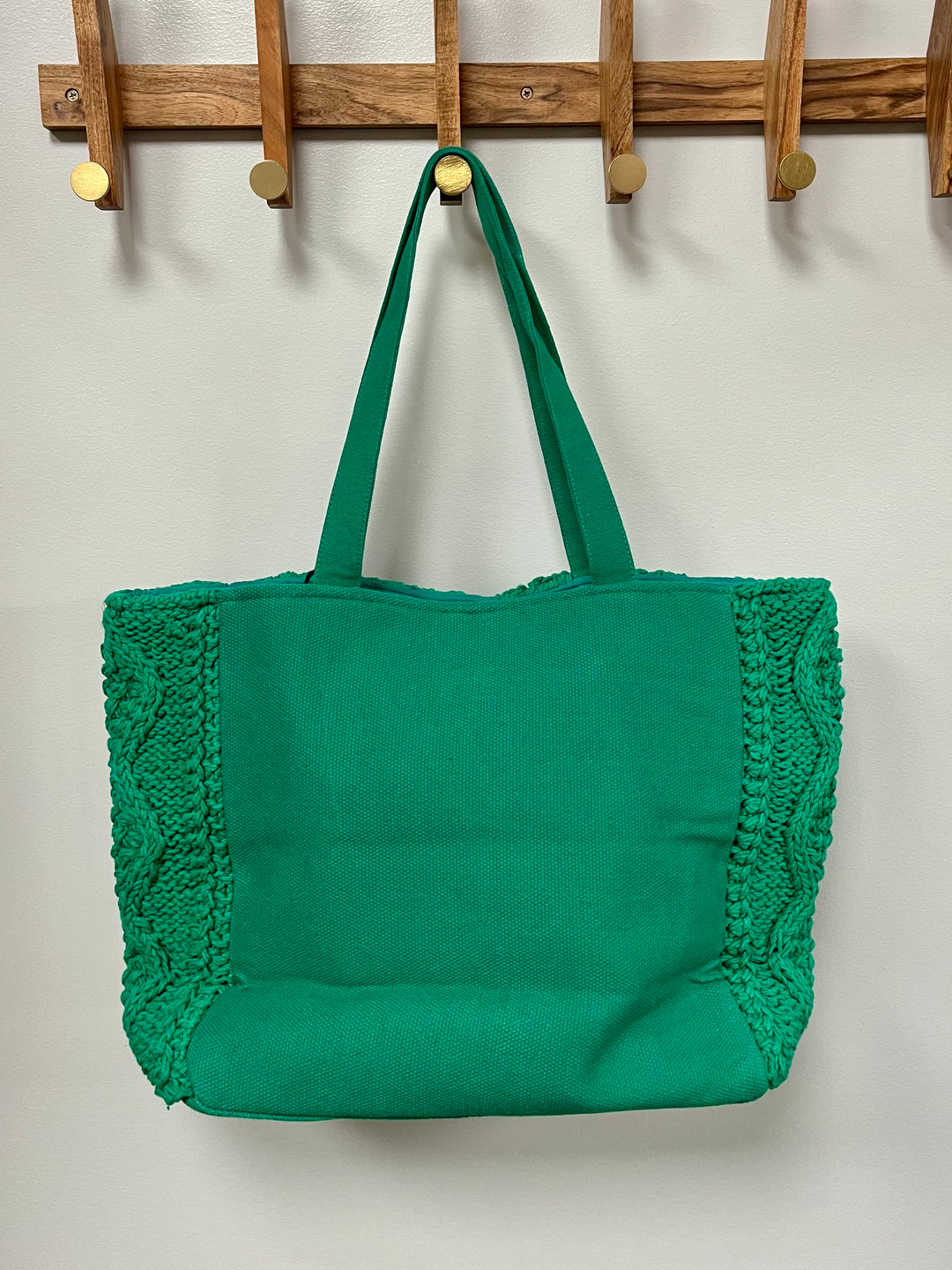 Kelly Green Cable Knit Tote