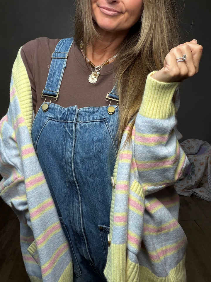 Pastel Stripe Oversized Cardigan