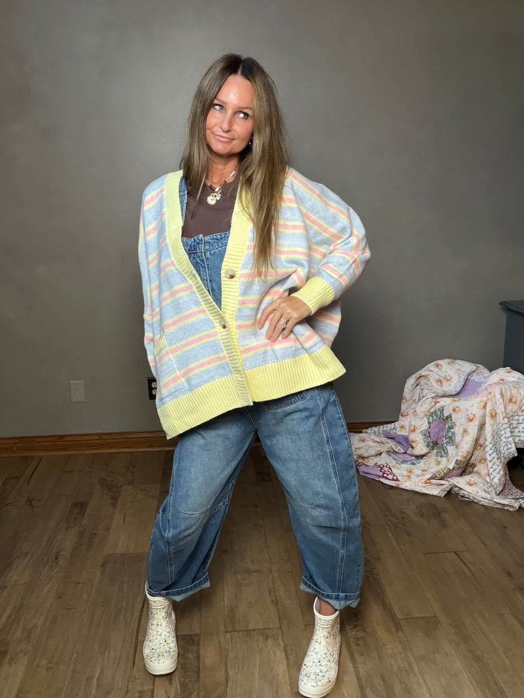 Pastel Stripe Oversized Cardigan