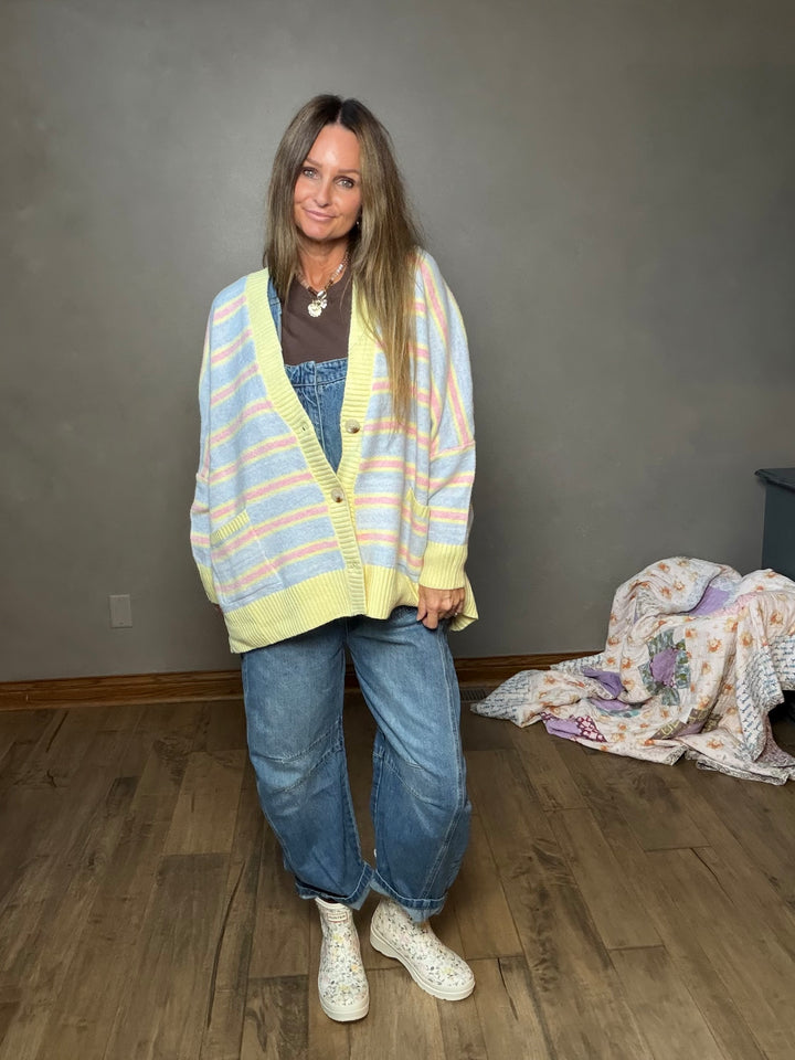 Pastel Stripe Oversized Cardigan
